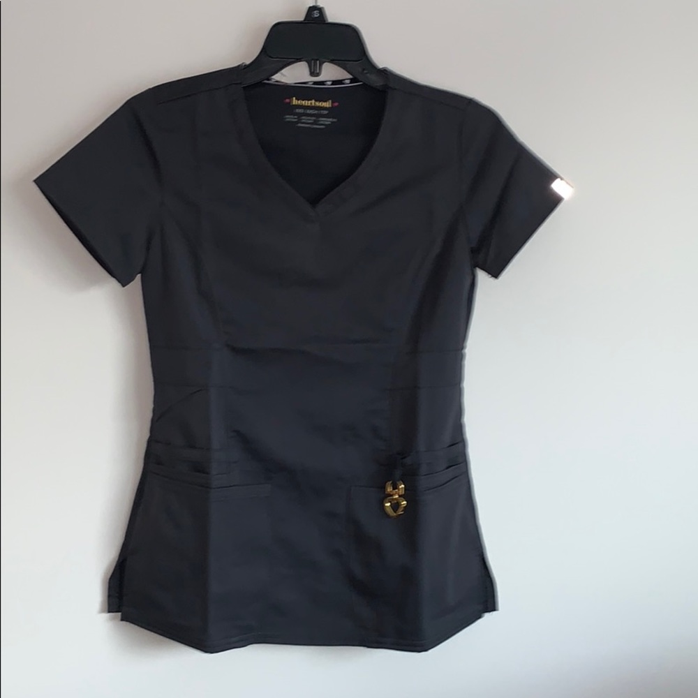 heart soul Charcoal V shape top S  XXS NWT!